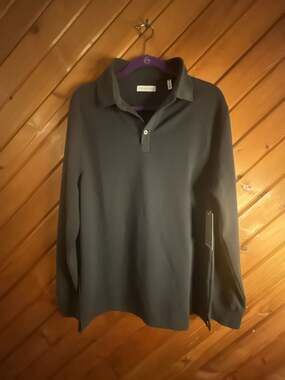 Geoffrey Beene Men's Long Sleeve Waffle Knit Polo Shirt